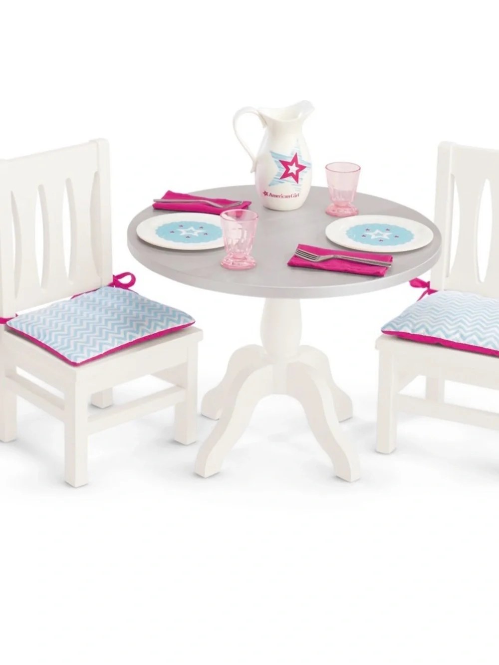 American Girl White and Pink Bistro Table & Chair Play Set